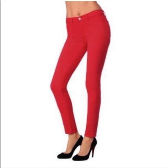 J Brand Bright Red Skinny Leg Ankle Jeans - Picture 1 of 10